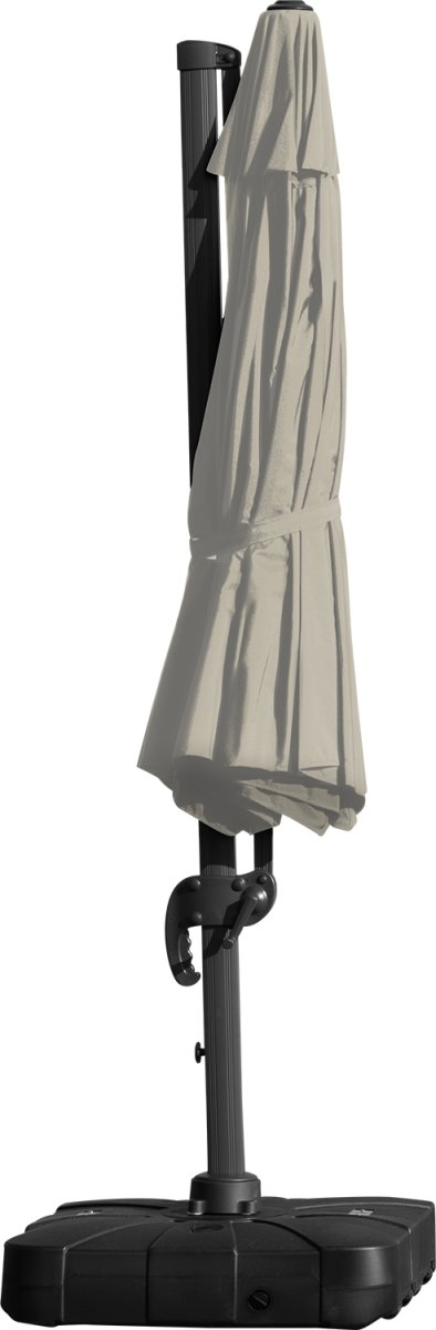Hængeparasol Ø3,5m inkl. fod m/hjul+overtræk,beige