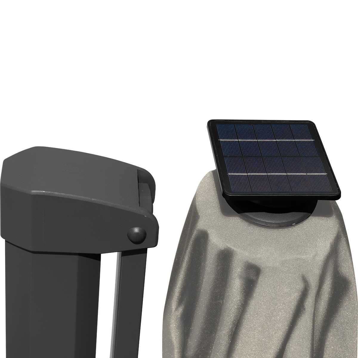 Hængeparasol Ø3,5m m/fod m/hjul+overtræk+LED,beige