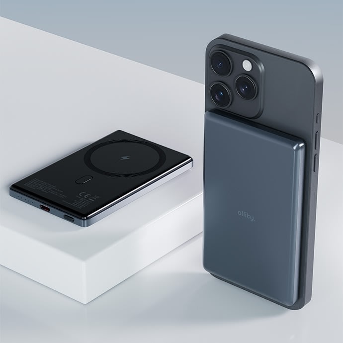 Allity Powerbank, trådløs - 20W, 5000 mAh - Grå