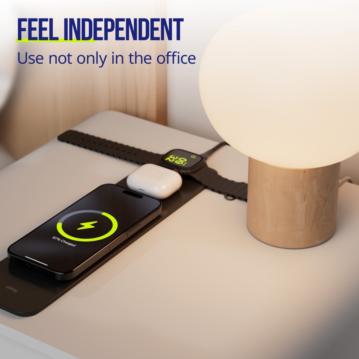 Allity Computermåtte, trådløs opladning 4-i-1, 15W