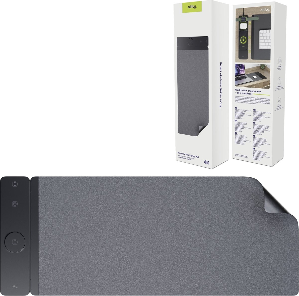 Allity Computermåtte, trådløs opladning 4-i-1, 15W