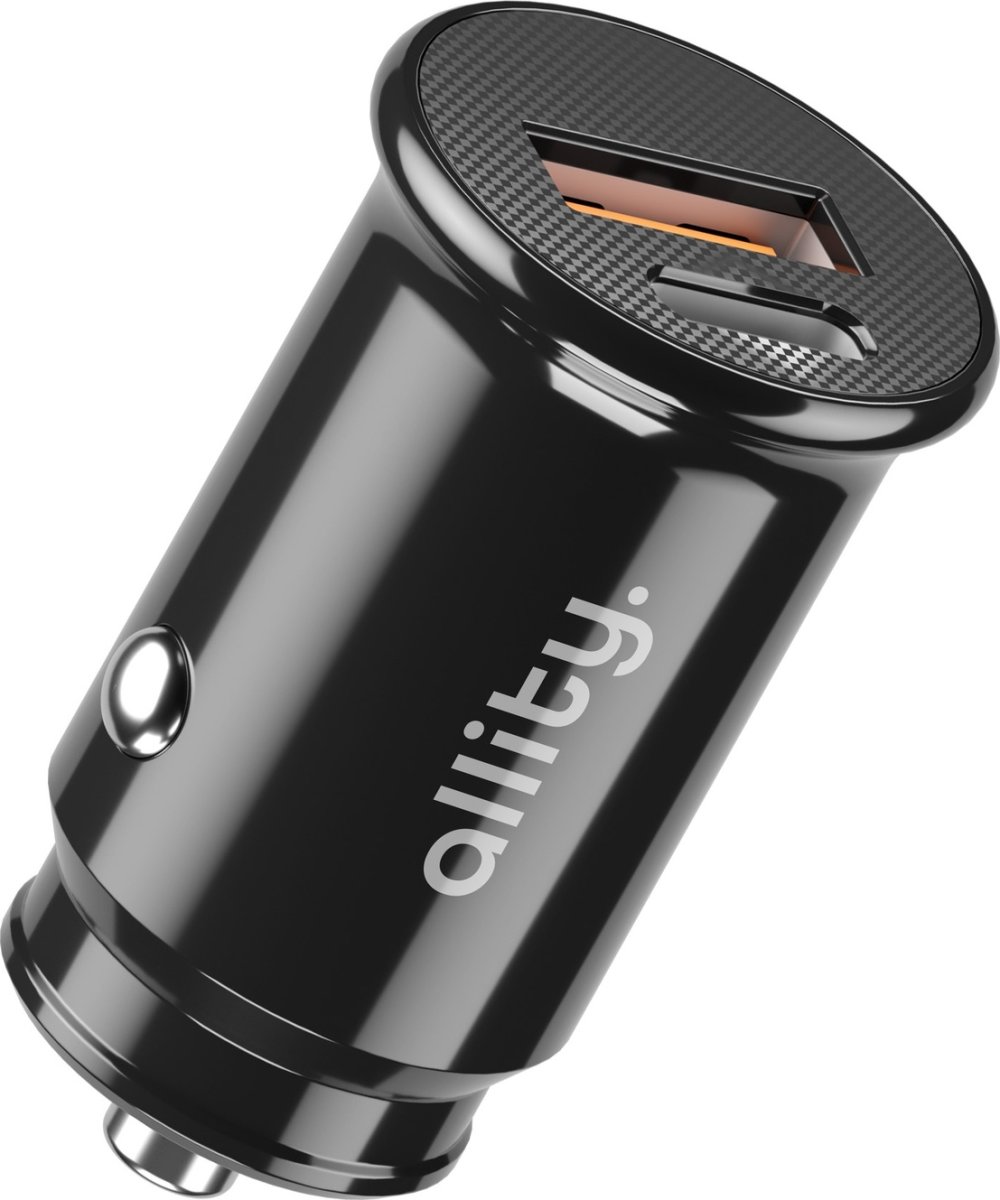 Allity Cigarstik, 1x USB-C, 1x USB-A. 30W - Sort