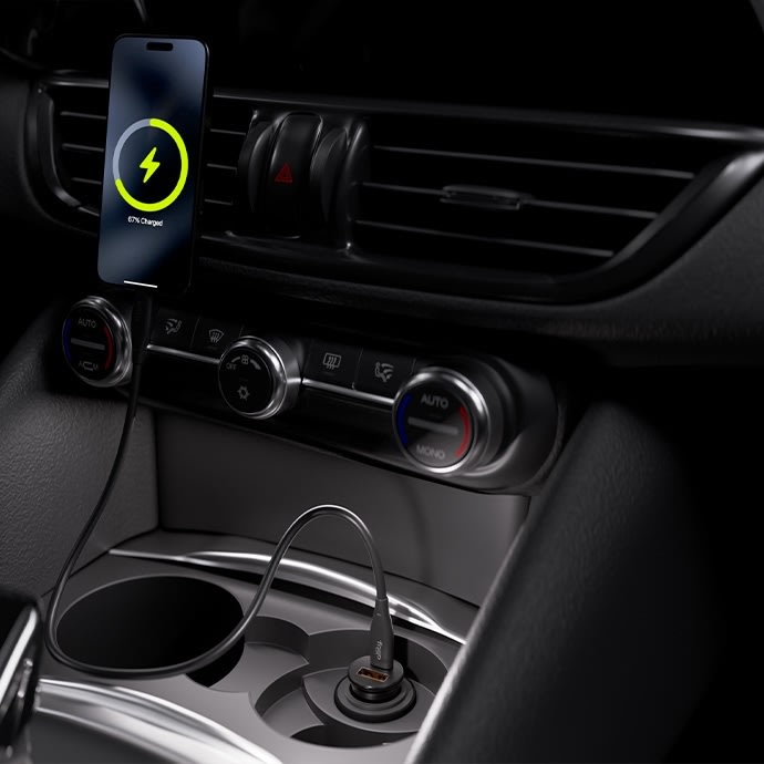 Allity Cigarstik, 1x USB-C, 1x USB-A. 30W - Sort