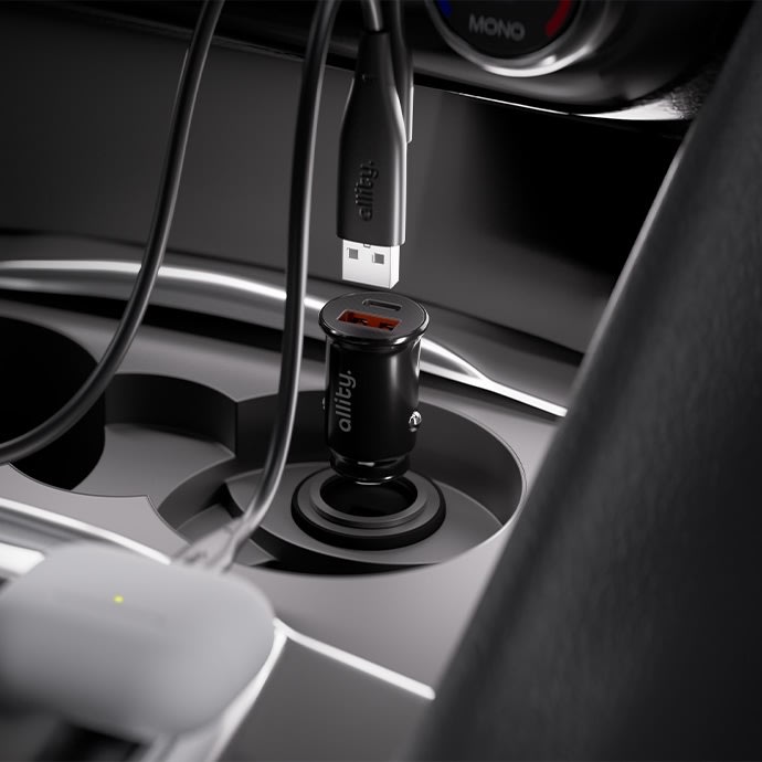 Allity Cigarstik, 1x USB-C, 1x USB-A. 30W - Sort