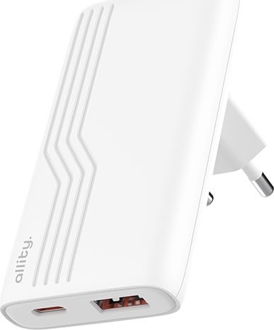 Allity Oplader, 1x USB-C, 1x USB-A, 65W - Hvid