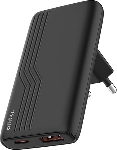 Allity Oplader, 1x USB-C, 1x USB-A, 65W - Sort