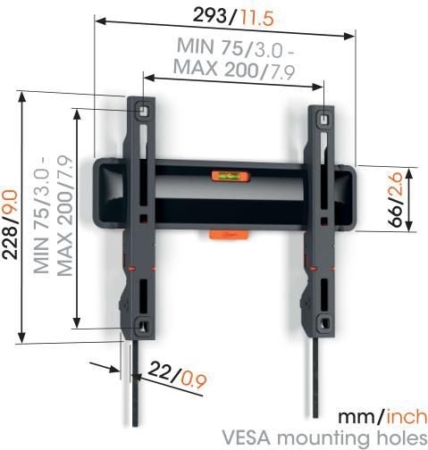 Vogel's TV-vægbeslag, sort - TVM 3295