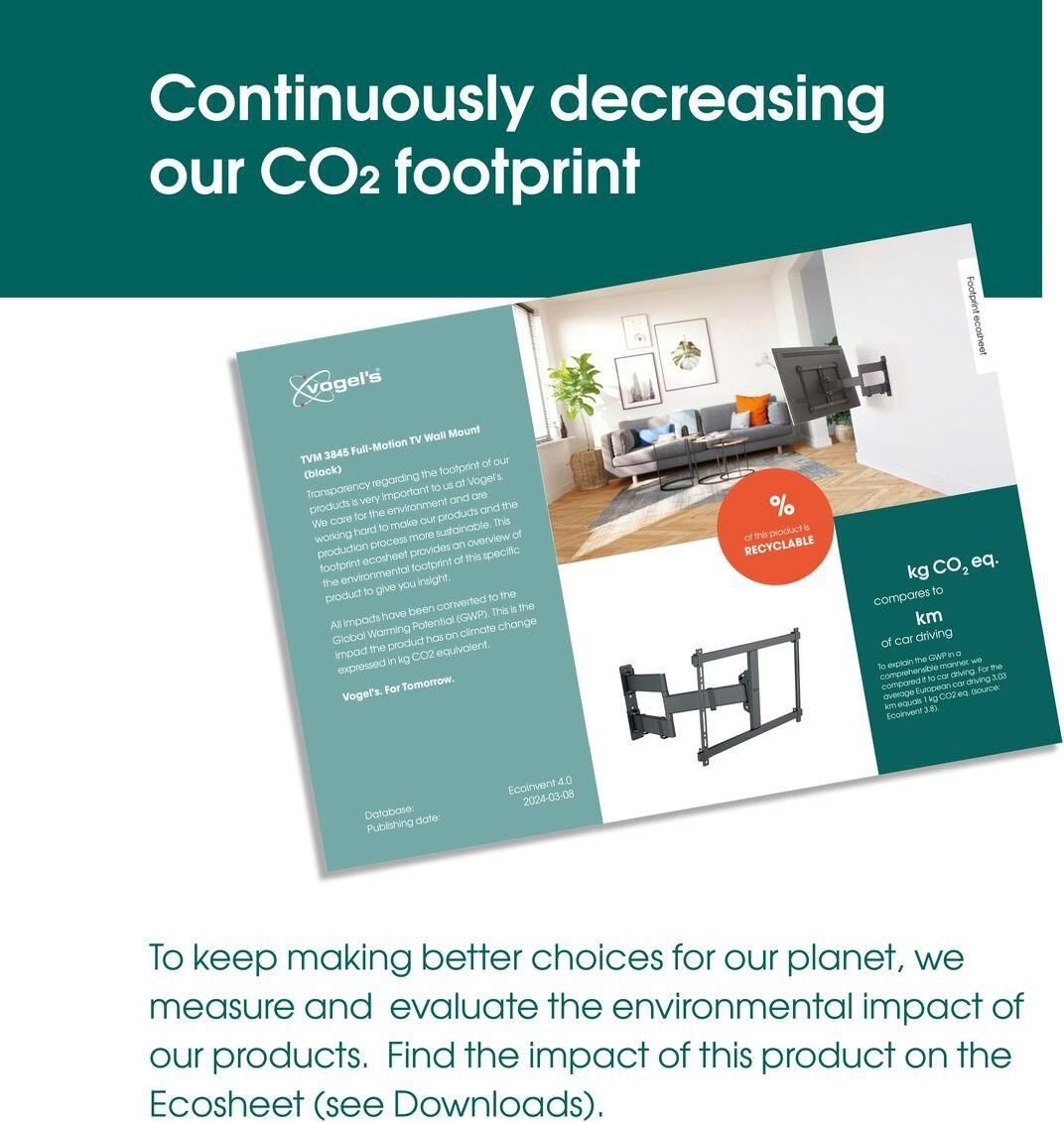 Vogel's TV-vægbeslag, sort - TVM 3405