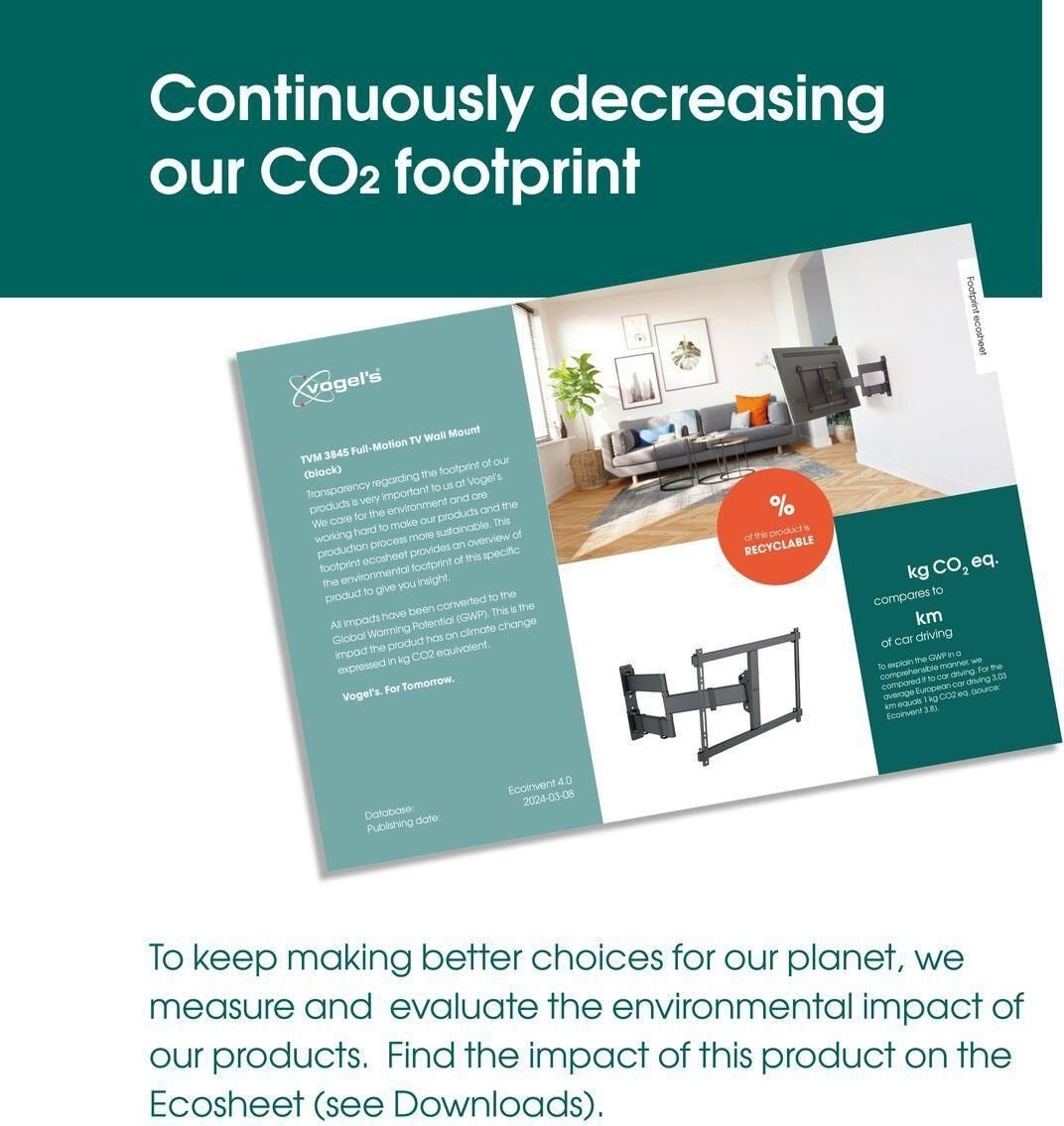 Vogel*s TV-vægbeslag, sort - full motion