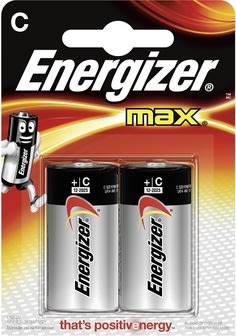Energizer Max Alkaline C batteri, 2 stk.