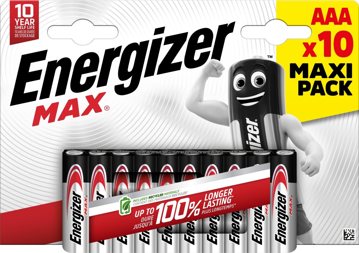 Energizer Max Alkaline AAA batteri, 10 stk.