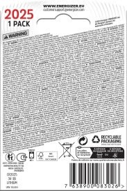 Energizer Lithium CR2025 knapcelle batteri, 1 stk.