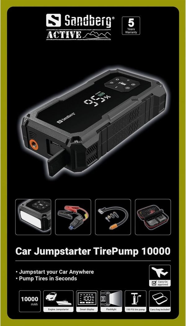 Sandberg Batteristarter til bil - TirePump 10000