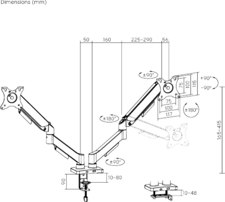 eStuff dobbelt Skærmholder - til skrivebord