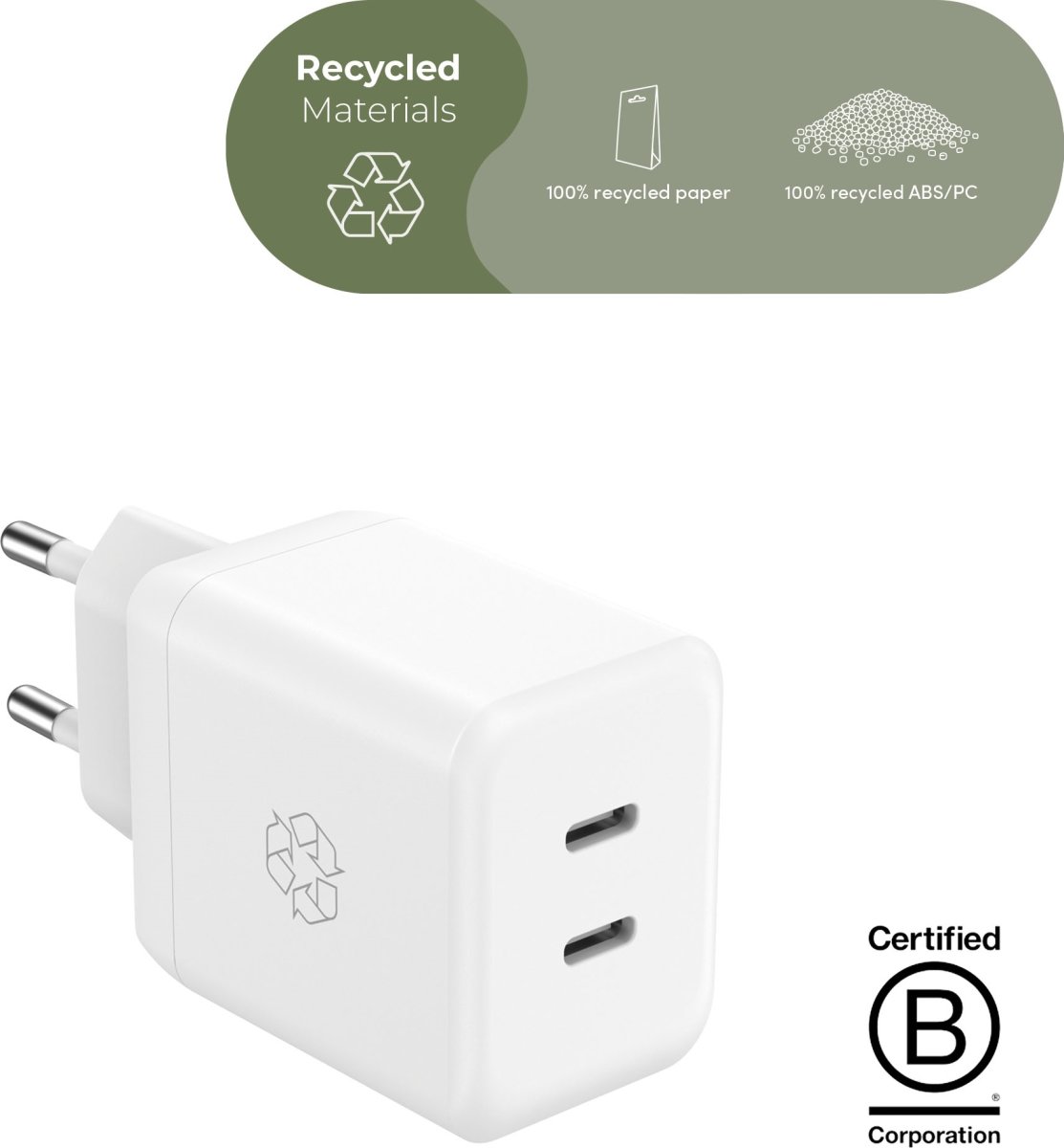 UPSTRÖM Ëssentials 35W GaN USB-C Oplader, hvid