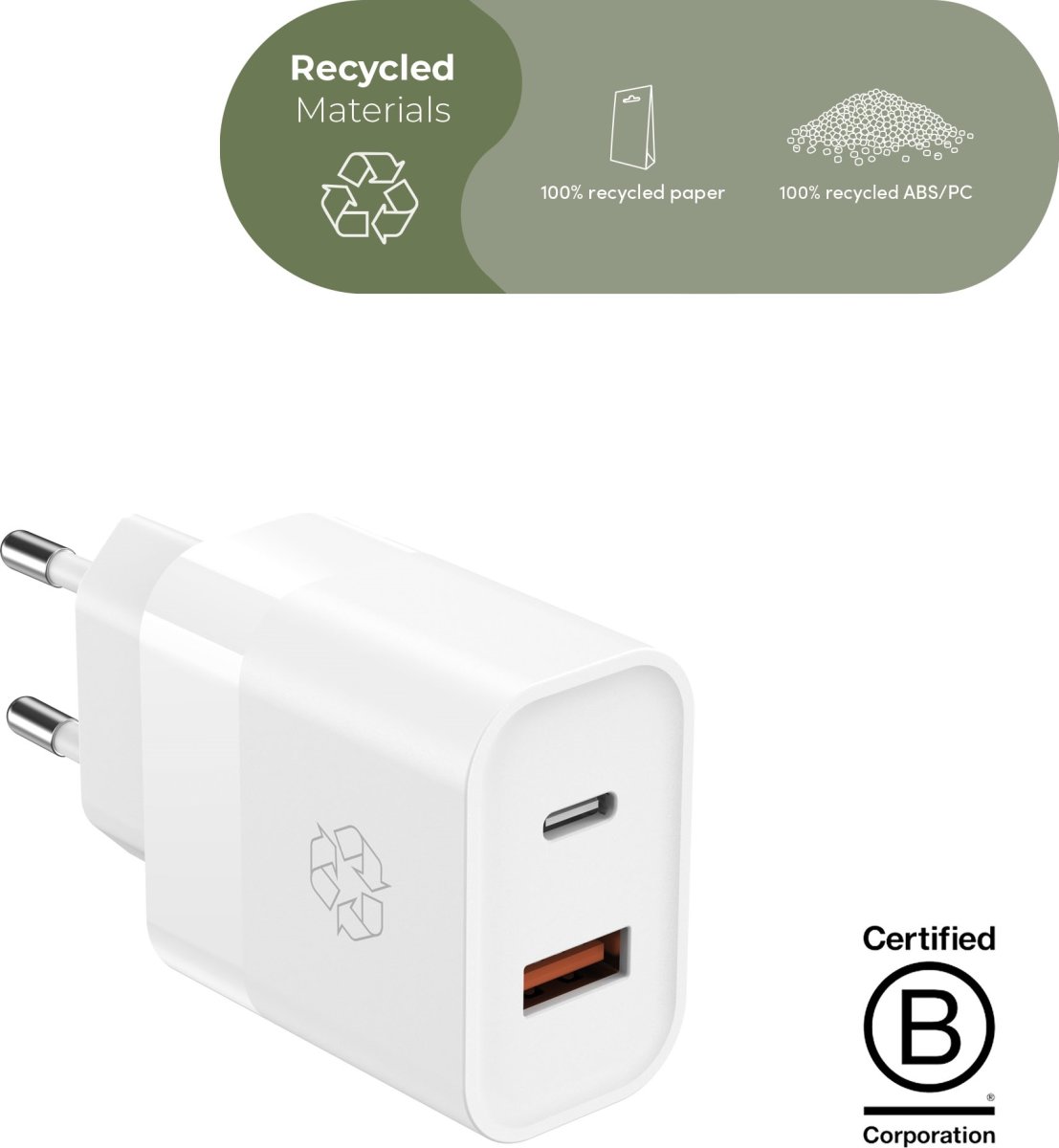 UPSTRÖM Ëssentials 30W USB-A & USB-C Oplader, hvid