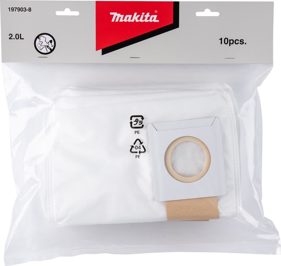 Makita Støvpose papir 2L t/rygstøvs.VC008GZ, 10stk