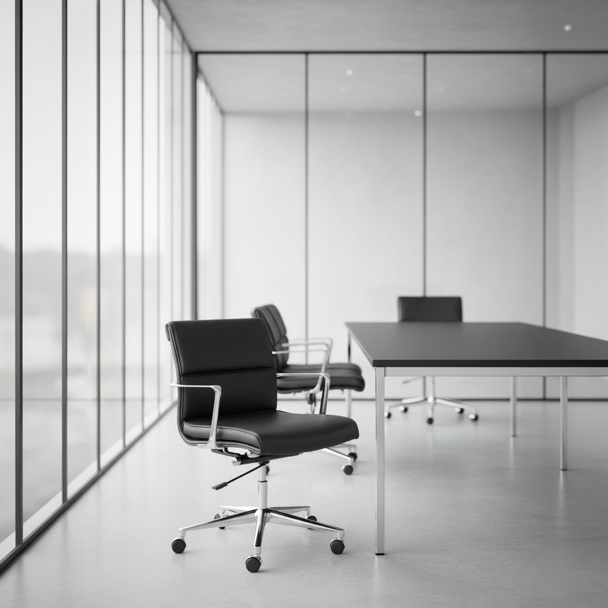 Elva konferencestol, sort/krom