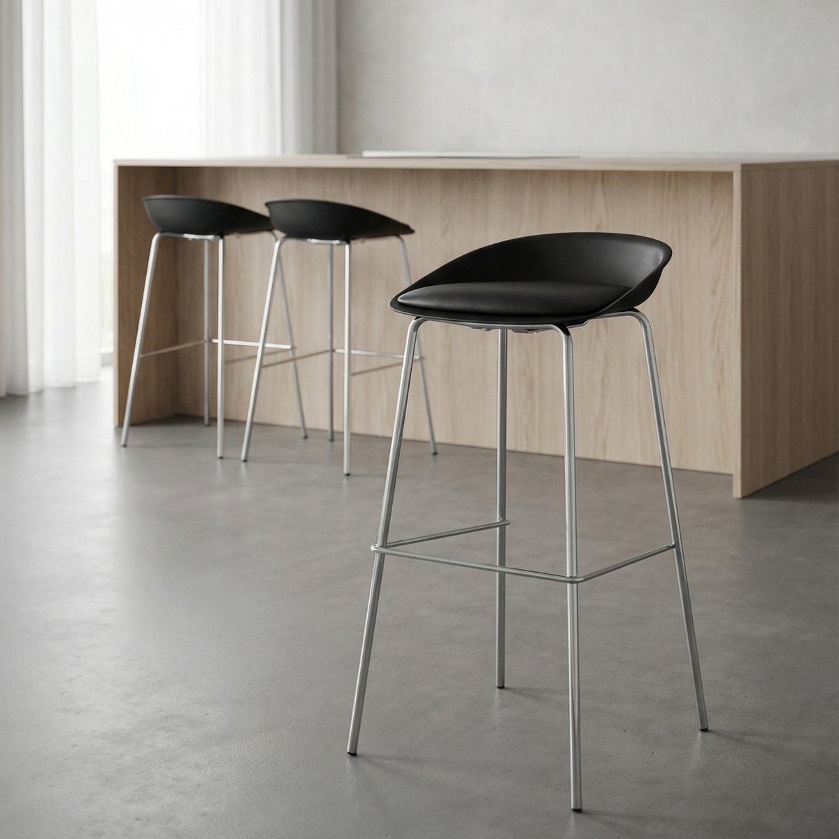 Detroit høj mødestol krom/sort