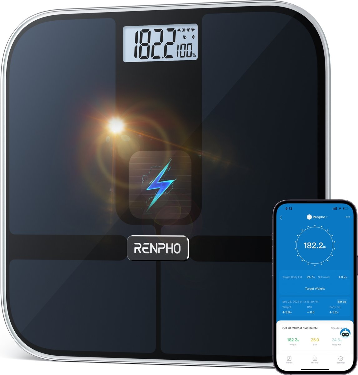 RENPHO Elis Solar 2 Smart Body vægt, sort