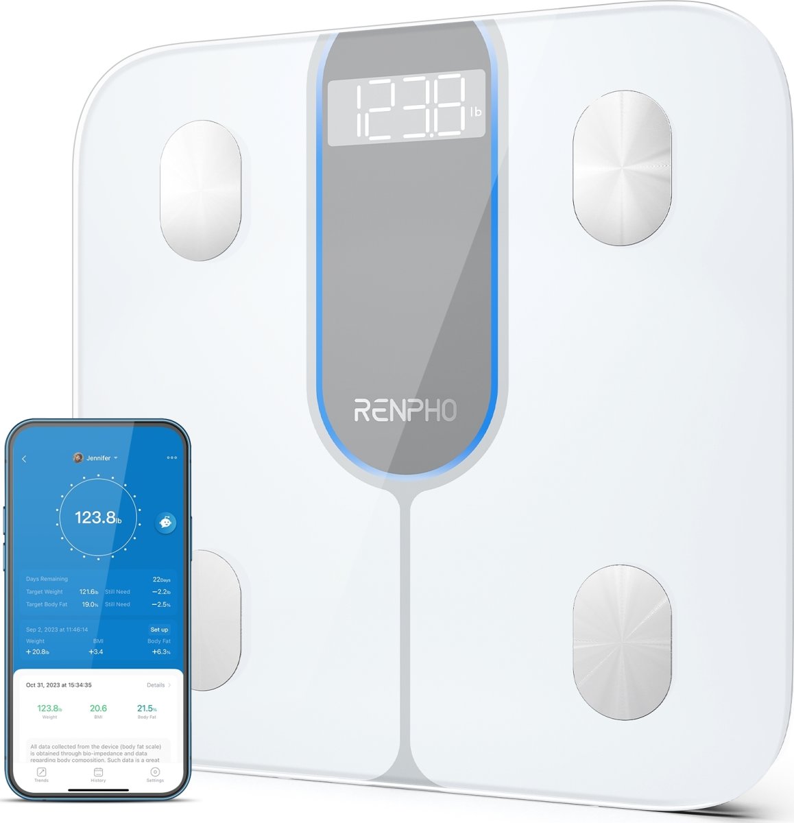 RENPHO Elis 1C Smart Body vægt, hvid