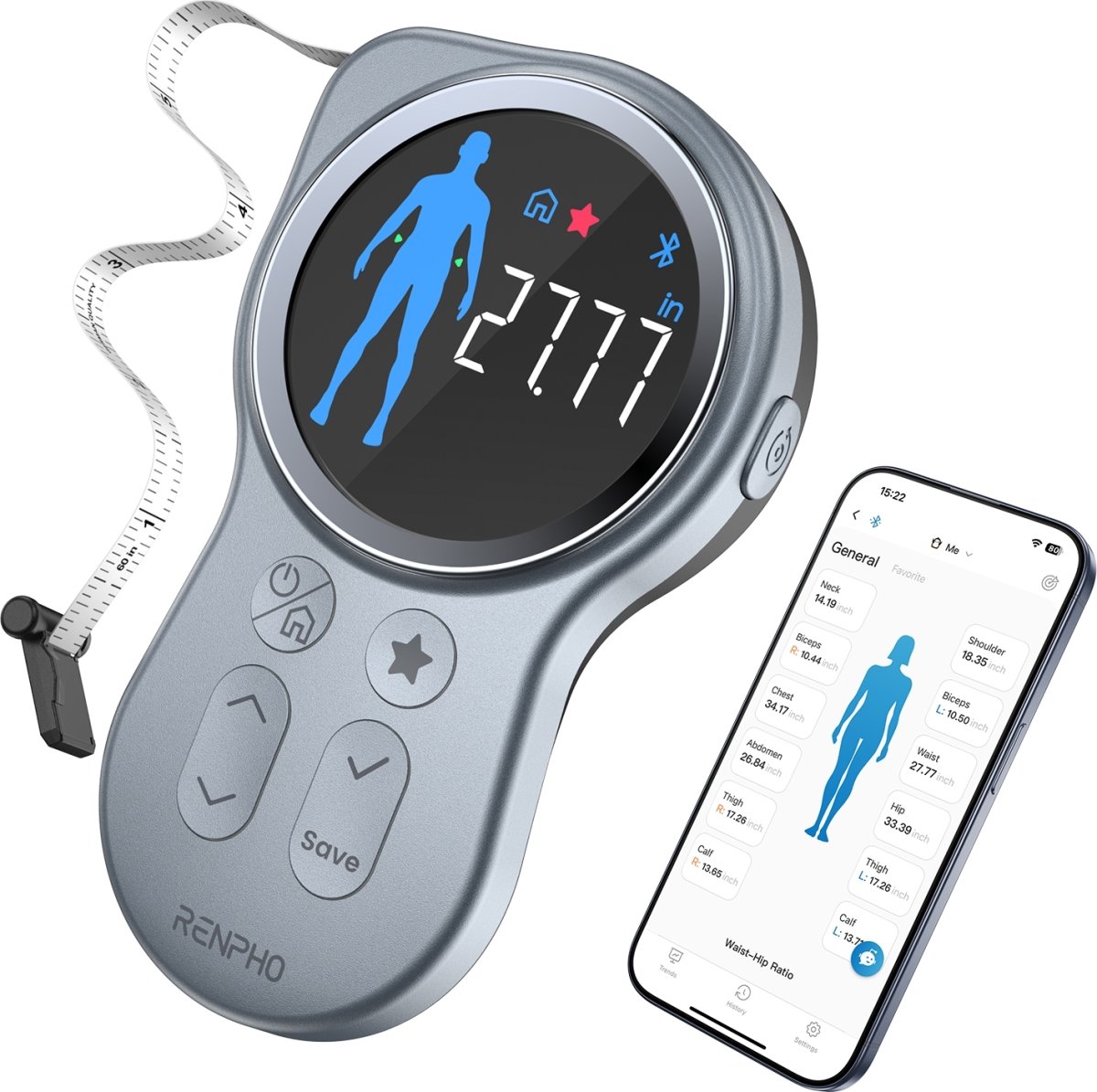 RENPHO Smart Tape Measure+ Large Round Screen