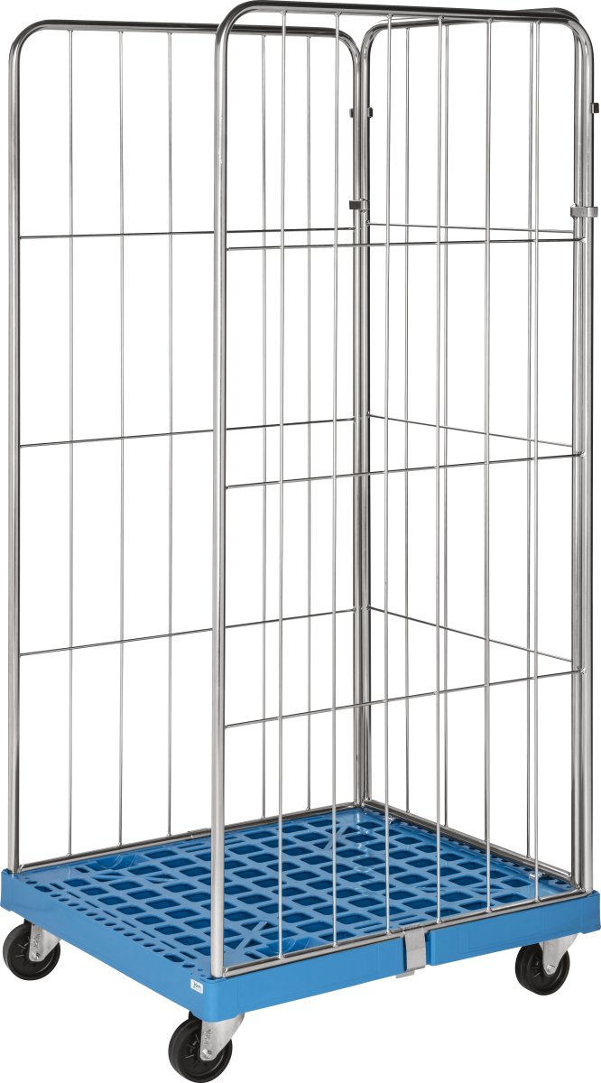 Rullecontainer med plastbund, 3 sider