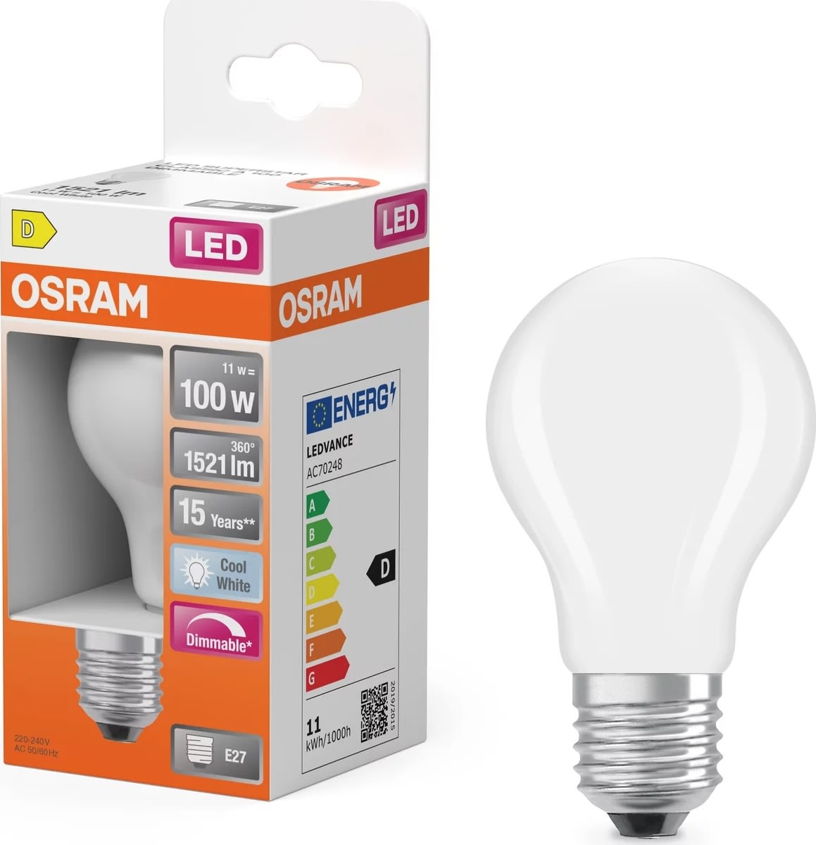 Osram Superstar LED pære, E27, 11 W, 4.000 K