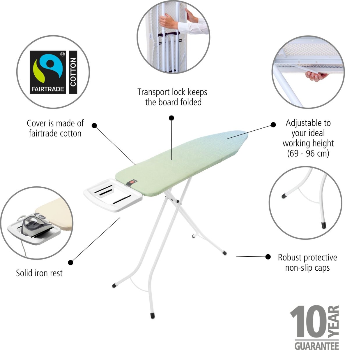 Brabantia Strygebræt B, 124x38 cm, cotton flower