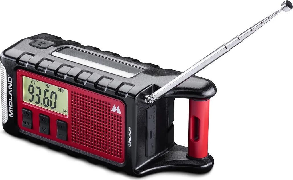 Midland Nødradio ER300 Pro, Powerbank, rød