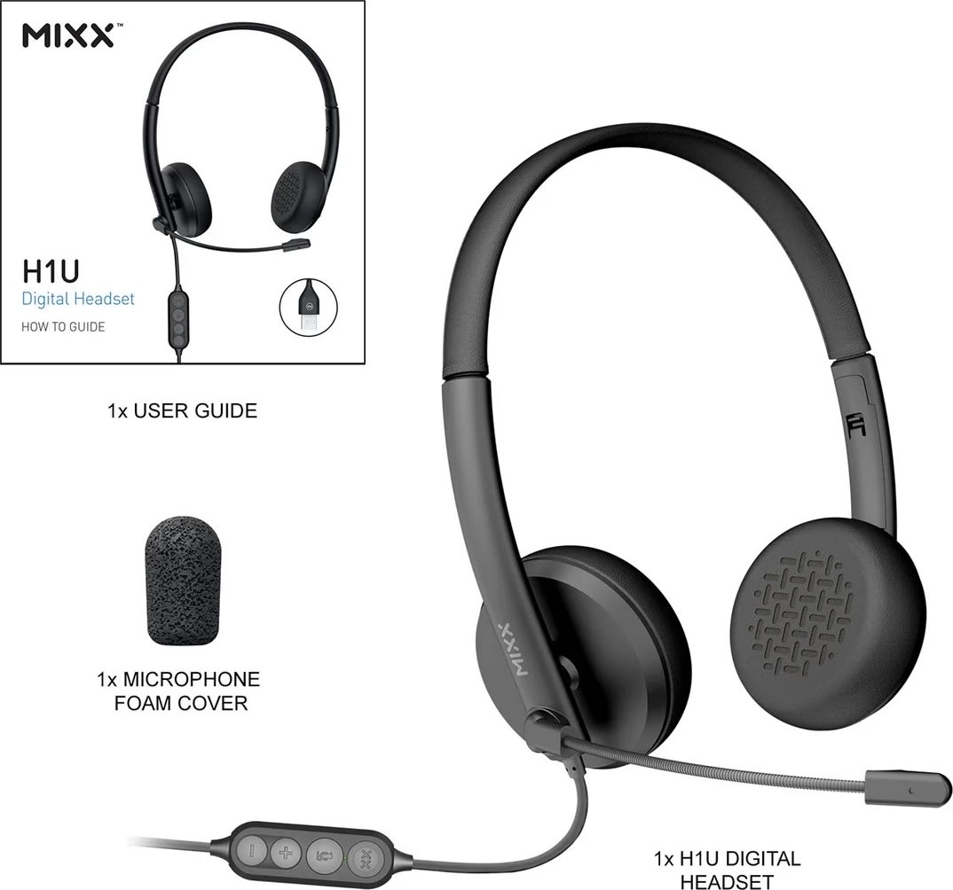 Mixx Headset Stereo H1u Kablet USB-A, sort