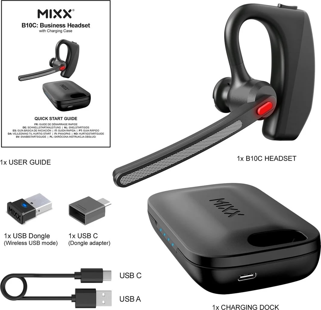 Mixx Headset Mono B10c Opladningsbase Dongle UC