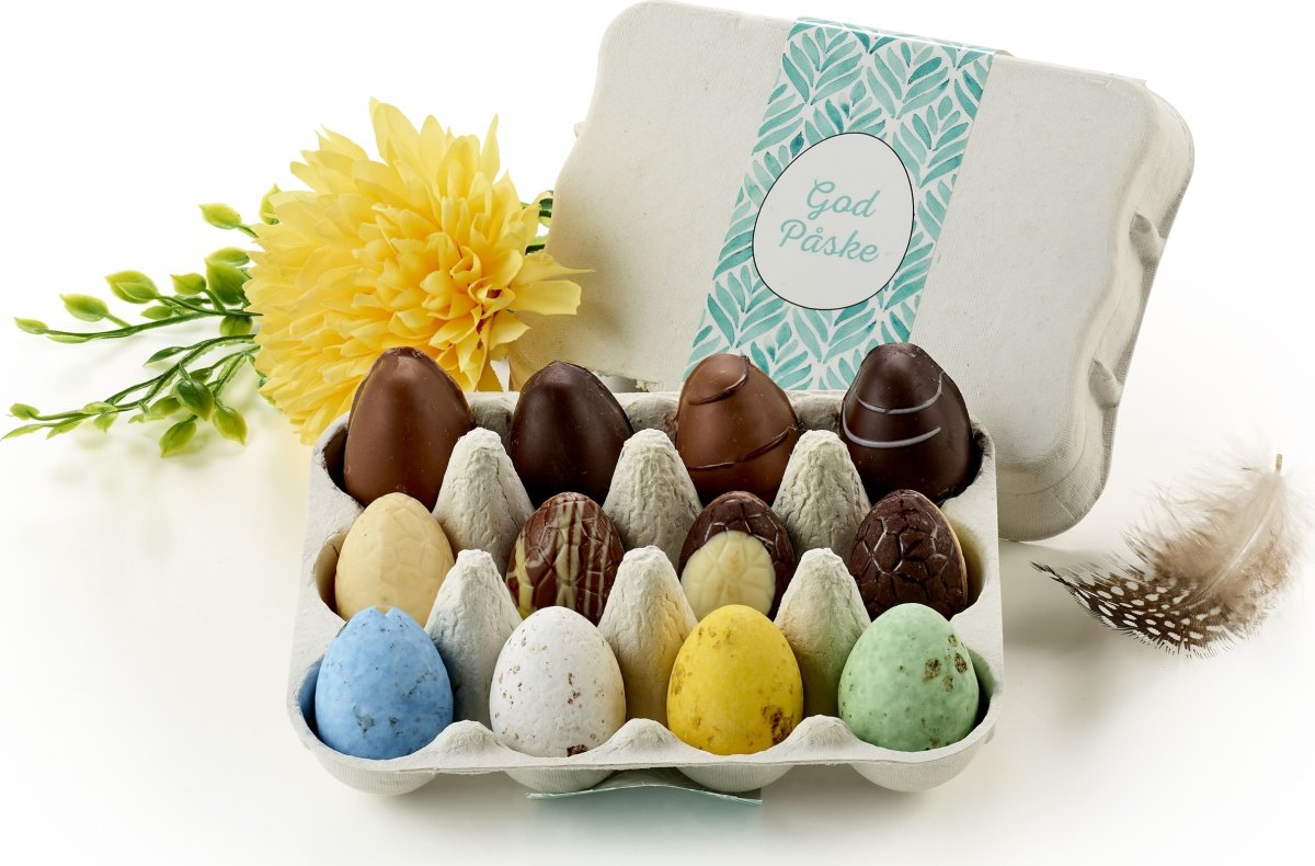 Æggebakke med 12 stk blandede påskeæg, 120 g