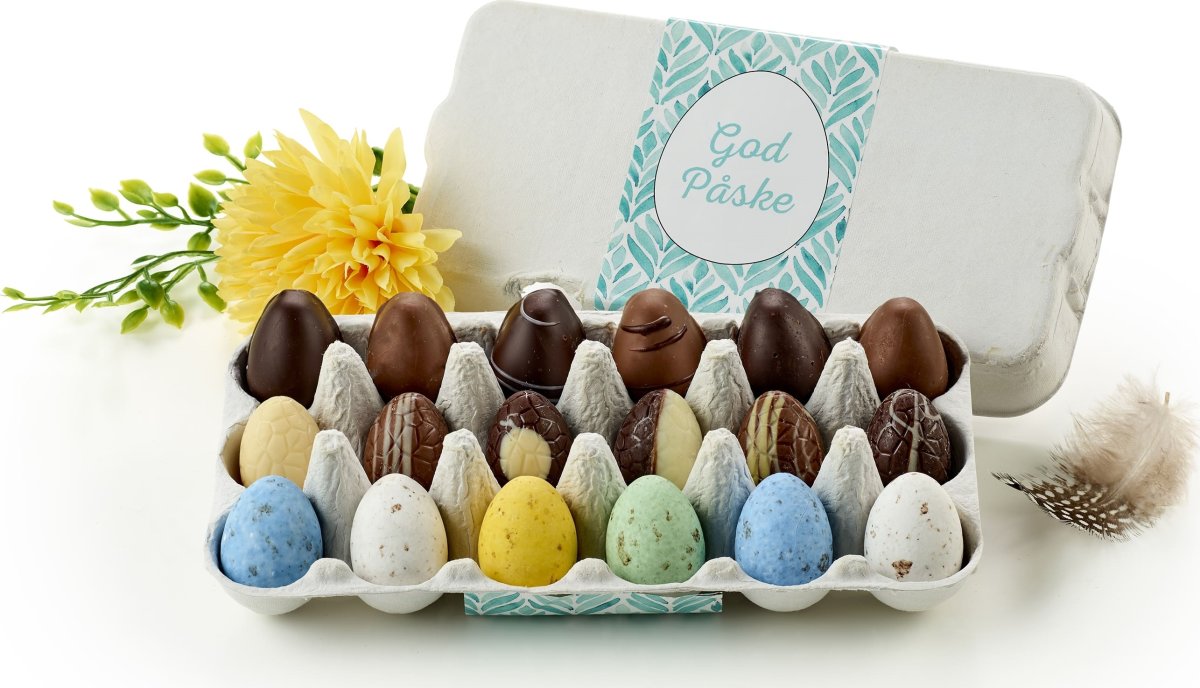 Æggebakke med 18 stk. blandede påskeæg, 180 g