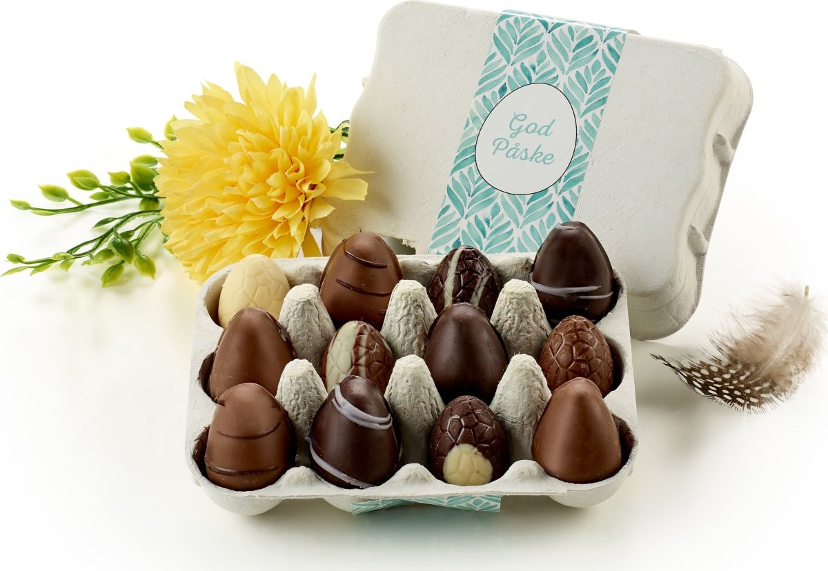 Æggebakke med 12 stk marcipan påskeæg, 115 g