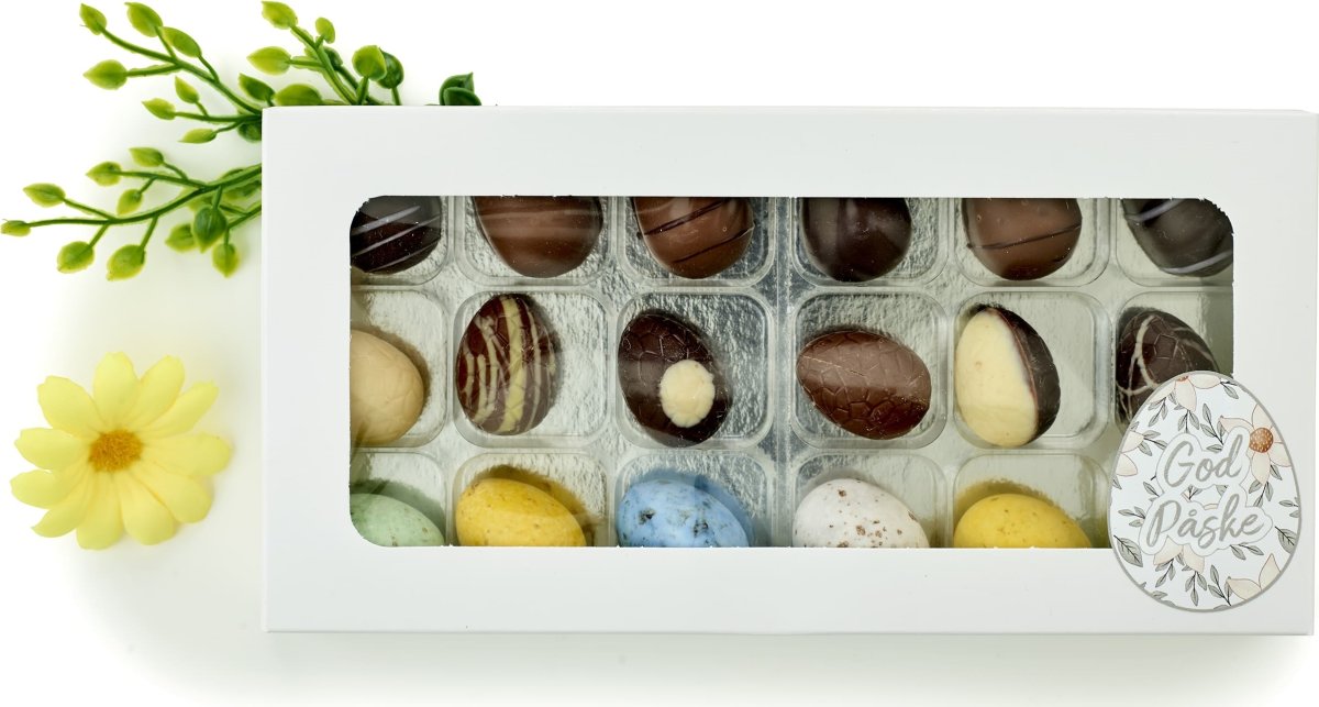 Gaveæske med 18 stk påskeæg, 180 g