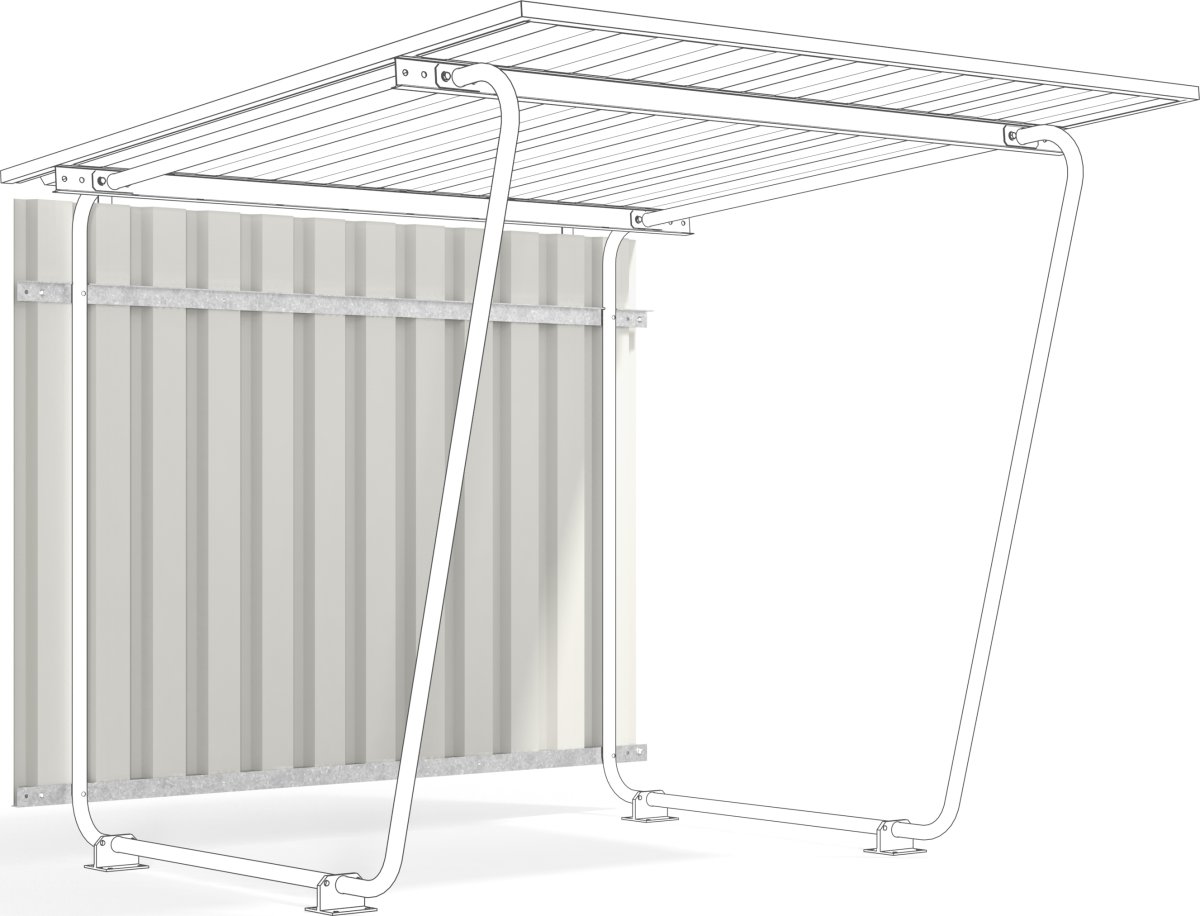 Siegen Bagpanel til cykelskur, S16, grå-hvid