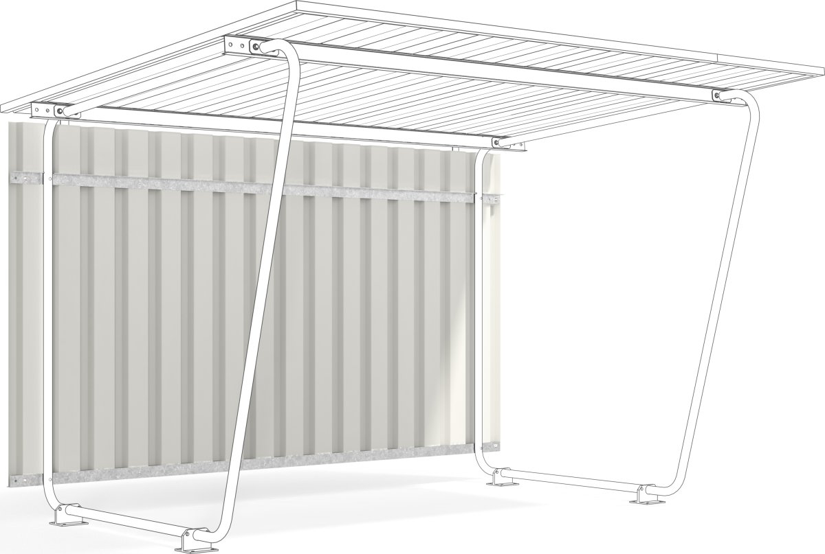 Siegen Bagpanel til cykelskur, S17, grå-hvid