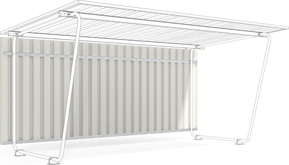 Siegen Bagpanel til cykelskur, S18, grå-hvid