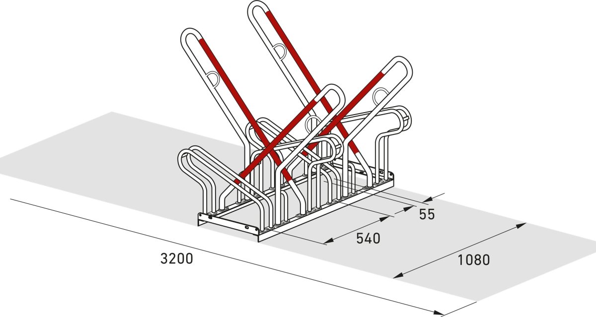 2500 XBF Cykelstativ, 2514, 4 cykler, dobbeltside