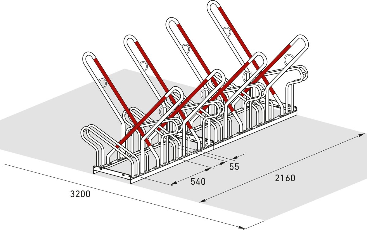 2500 XBF Cykelstativ, 2518, 8 cykler, dobbeltside