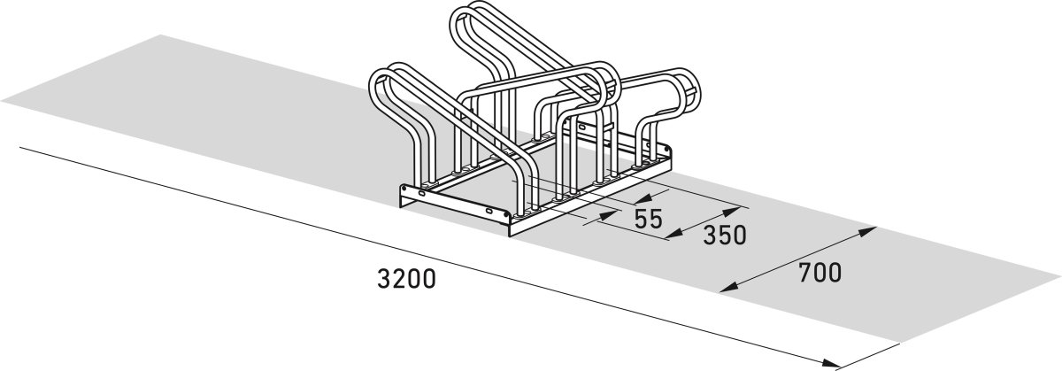 2000 Cykelstativ, 2154, 4 cykler, dobbeltside