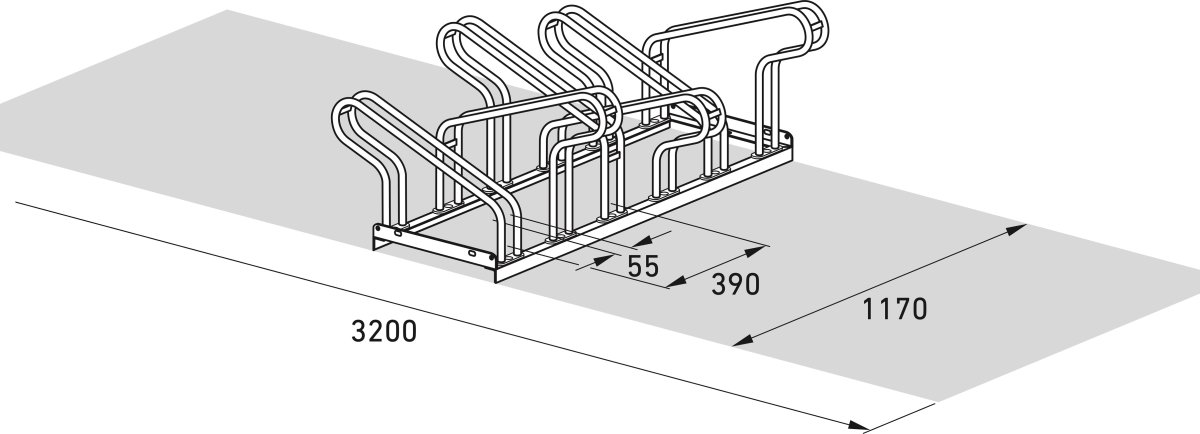 2000 Cykelstativ, 2156, 6 cykler, dobbeltside