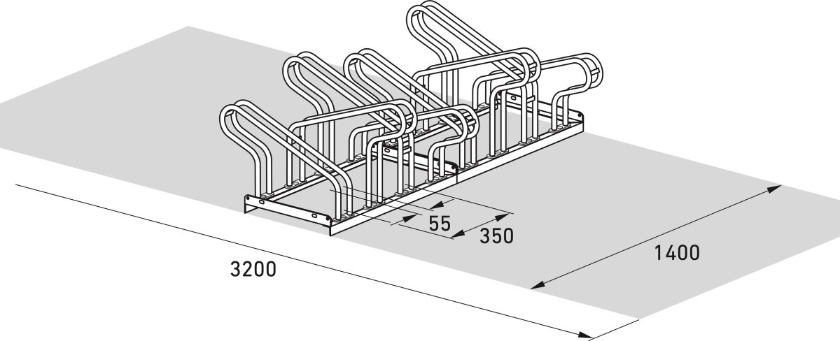 2000 Cykelstativ, 2158, 8 cykler, dobbeltside
