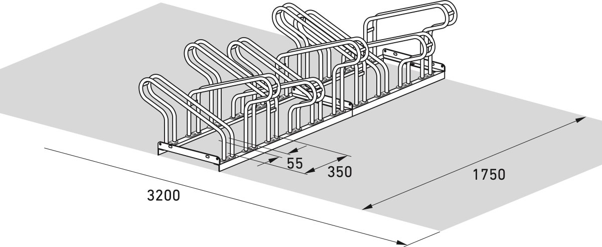 2000 Cykelstativ, 2160, 10 cykler, dobbeltside