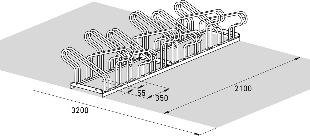 2000 Cykelstativ, 2162, 12 cykler, dobbeltside