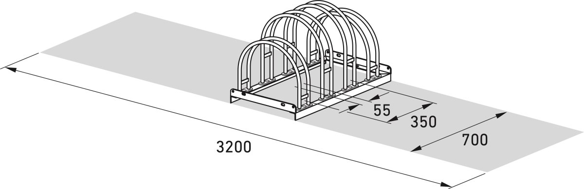 5000 Cykelstativ, 5154, 4 cykler, dobbeltside