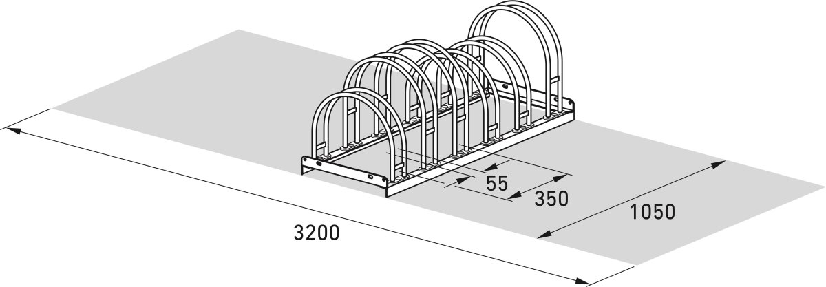5000 Cykelstativ, 5156, 6 cykler, dobbeltside