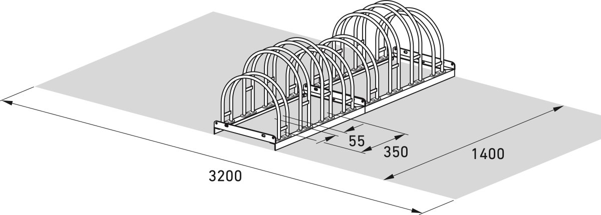 5000 Cykelstativ, 5158, 8 cykler, dobbeltside