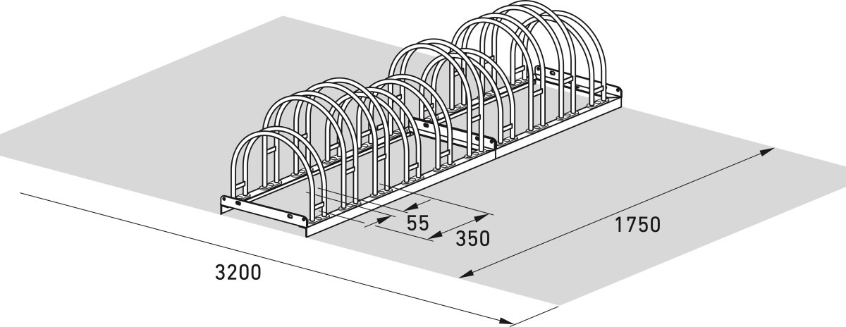 5000 Cykelstativ, 5160, 10 cykler, dobbeltside